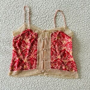 GAP Pink and Cream Lace Camisole